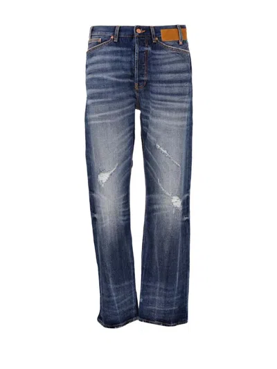 Pre-owned Palm Angels Men's  Palm Logo Straight Fit Jeans In Blue