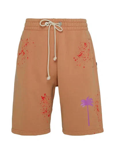 Pre-owned Palm Angels Men's  Palm Logo Sweatshorts In Camel