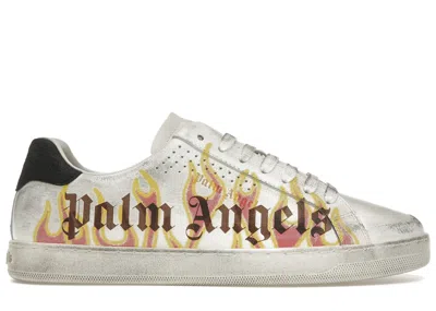 Pre-owned Palm Angels Men's  Palm One Lowtop Flame Print Sneakers In White