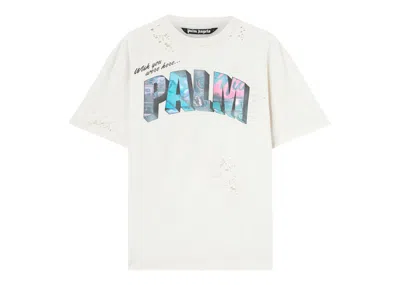 Pre-owned Palm Angels Men's  Palm Sign Print Tshirtin White