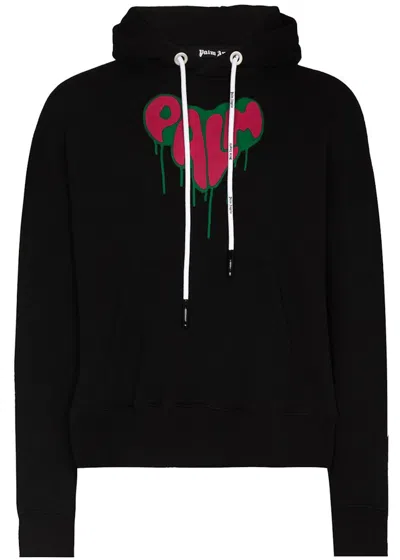Pre-owned Palm Angels Men's  Palm Spray Heart Hoodie In Black Red Green In Multi