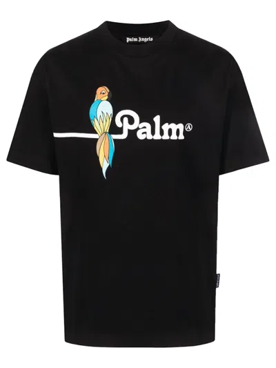 Pre-owned Palm Angels Men's  Parrot Logo Tshirt/in Black/white In Multi
