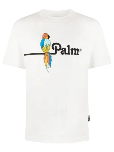 Pre-owned Palm Angels Men's  Parrot Logo Tshirt/in White/black