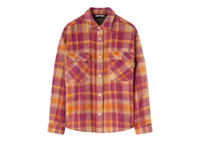 Pre-owned Palm Angels Men's  Plaidprint Shirt Jacket In Orange/colour