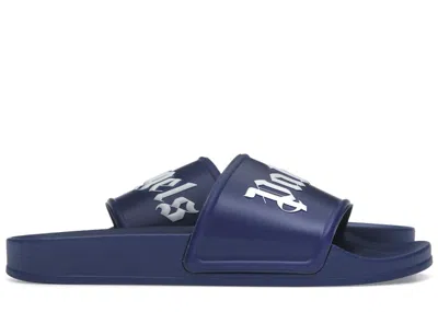 Pre-owned Palm Angels Men's  Pool Slides Ss23 Sneakers In Dark Blue/white