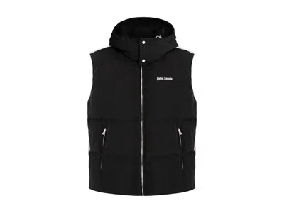 Pre-owned Palm Angels Men's  Puffed Hodded Vest In Black/white In Multi