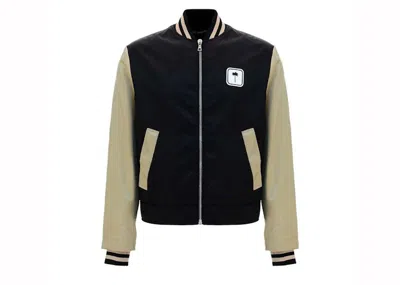 Pre-owned Palm Angels Men's  Pxp Logo Patch Zipped Bomber Jacket In Black