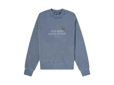 Pre-owned Palm Angels Men's  Pxp Pa Creative Services Crewneck Sweatshirt In Navy/blue