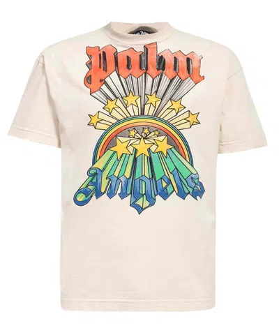 Pre-owned Palm Angels Men's  Rainbow Stars T-shirt In White