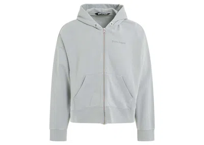 Pre-owned Palm Angels Men's  Reverse Logo Zipped Hooded Jacket In Grey