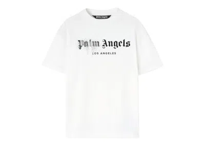 Pre-owned Palm Angels Men's  Rhinestone Sprayed Classic T-shirt In White/black In Multi