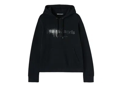 Pre-owned Palm Angels Men's  Rhinestone Sprayed Hoodie In Black