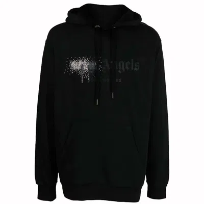 Pre-owned Palm Angels Men's  Rhinestone Sprayed Hoodie In Black