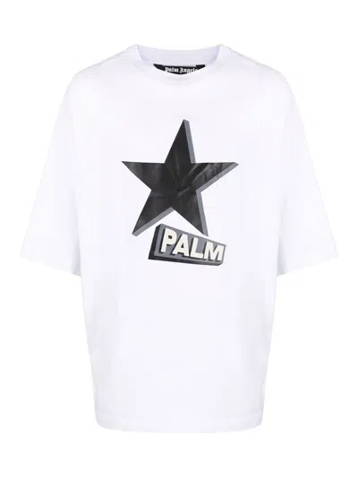Pre-owned Palm Angels Men's  Rockstar Oversized T-shirt In White/black In Multi