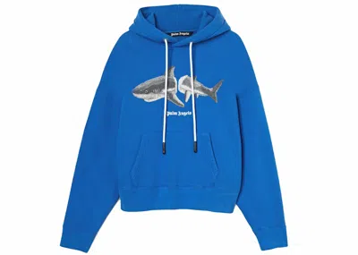 Pre-owned Palm Angels Men's  Shark Hoodie In Blue/grey In Gray