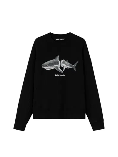 Pre-owned Palm Angels Men's  Shark Sweatshirt In Black/white