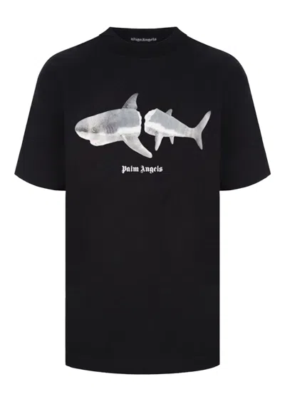 Pre-owned Palm Angels Men's  Shark T-shirt In Black/white In Multi