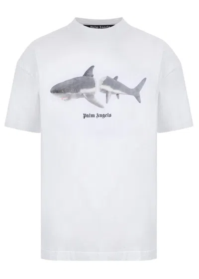 Pre-owned Palm Angels Men's  Shark T-shirt In White/black In Multi