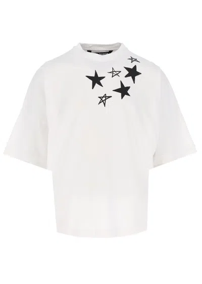 Pre-owned Palm Angels Men's  Shooting Stars Oversized T-shirt In White Black In Multi