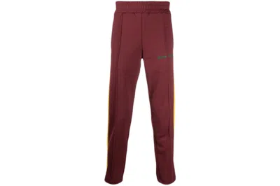 Pre-owned Palm Angels Men's  Side Stripe Track Pants In Burgundy/yellow In Multi