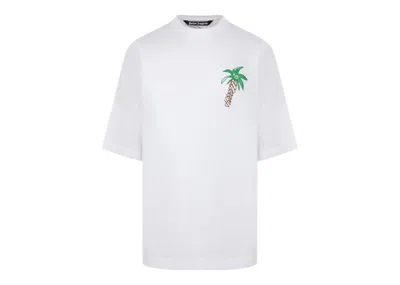 Pre-owned Palm Angels Men's  Sketchy Cotton Oversized T-shirt In White