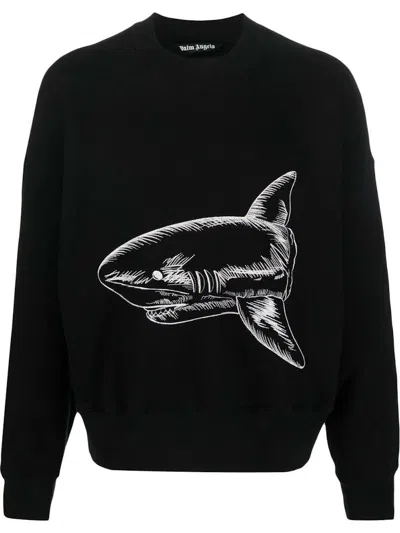 Pre-owned Palm Angels Men's  Split Shark Crewneck Sweatshirt In Black/off White
