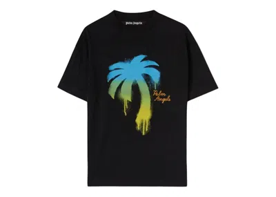 Pre-owned Palm Angels Men's  Sprayed Palm Classic T-shirt In Black/green