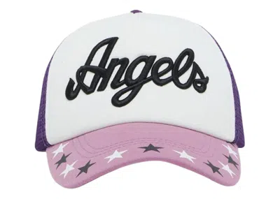 Pre-owned Palm Angels Men's  Star Trucker Cap In Lilac/black In Multi