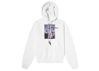 Pre-owned Palm Angels Men's  Stars And Palms Popover Hoodie In White/black/purple Sunset