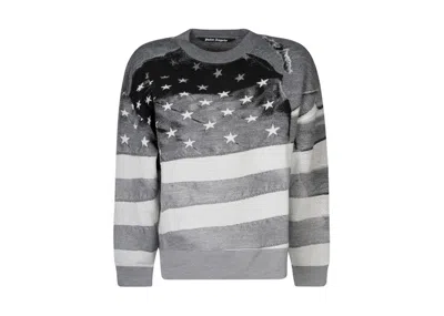 Pre-owned Palm Angels Men's  Stars And Stripes Sweatshirt In Grey/white/black