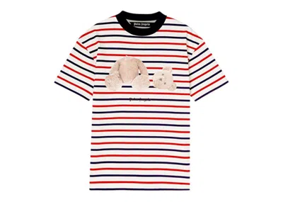 Pre-owned Palm Angels Men's  Striped Teddy Bear T-shirt In White/red/blue In Multi