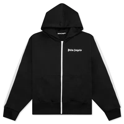 Pre-owned Palm Angels Men's  Stripedetail Zipup Hoodie In Black/white