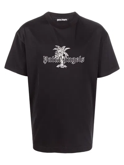 Pre-owned Palm Angels Men's  Sunset Palm Logo T-shirt In Black/white