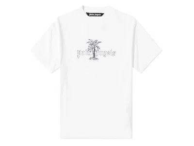Pre-owned Palm Angels Men's  Sunset Palm Logo T-shirt In White/black