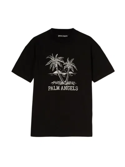 Pre-owned Palm Angels Men's  Sunset Palms T-shirt In Black/white In Multi