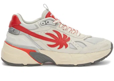 Pre-owned Palm Angels Men's  The Palm Runner Sneakers In Beige/red