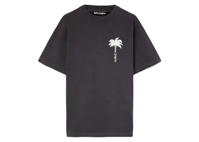 Pre-owned Palm Angels Men's  The Palm T-shirt In Dark Grey/off White In Multi