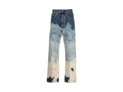 Pre-owned Palm Angels Men's  Tiedye Straight Fit Jeans In Blue/white