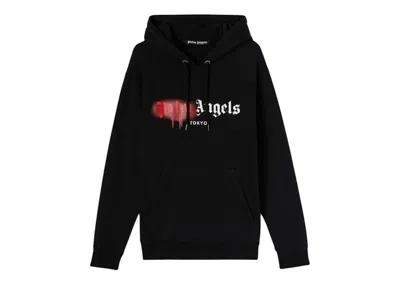 Pre-owned Palm Angels Men's  Tokyo Sprayed Hoodie In Black/red