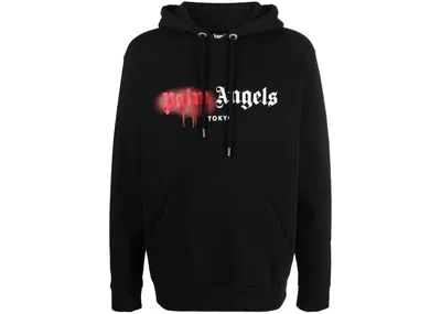 Pre-owned Palm Angels Men's  Tokyo Sprayed Logo Hoodie In Black