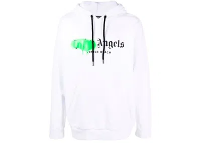 Pre-owned Palm Angels Men's  Venice Beach Sprayed Logo Sweatshirt In White