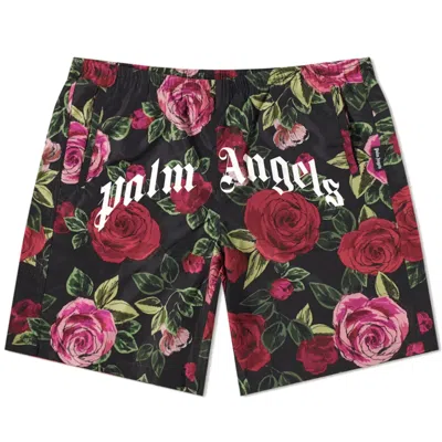Pre-owned Palm Angels Men's  X End Allover Rose Swim Shorts In Red