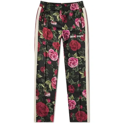 Pre-owned Palm Angels Men's  X End Rose Allover Track Pants In Black Red