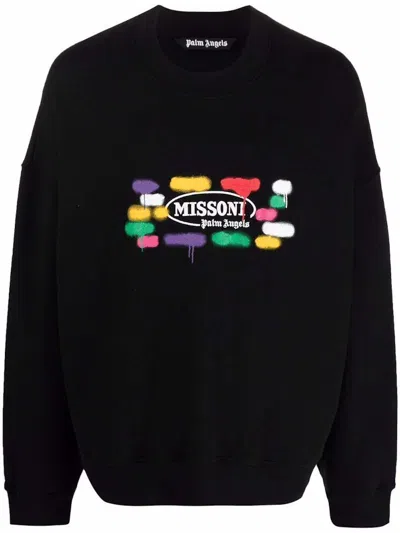 Pre-owned Palm Angels Men's  X Missoni Crewneck Sweatshirt In Black