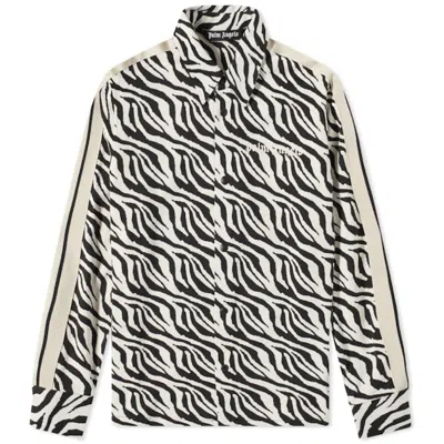 Pre-owned Palm Angels Men's  Zebra Track Overshirt In Black/white In Multi