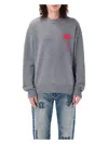 Palm Angels Knit Sweater With Palm Tree Motif In Grey Melange