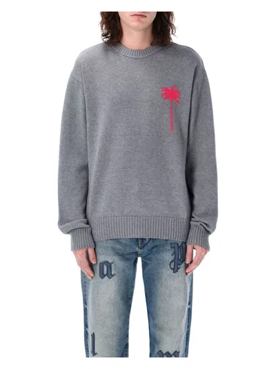 PALM ANGELS MEN'S PALM INLAY KNIT SWEATER