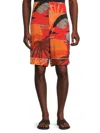 Palm Angels Hawaii Graphic-print Cargo Shorts In Orange Multi