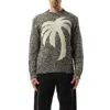 Palm Angels Palm Tree Marled Intarsia Sweater In Melange/grey