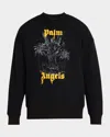 Palm Angels Logo Printed Crewneck Sweatshirt In Black Light Orange